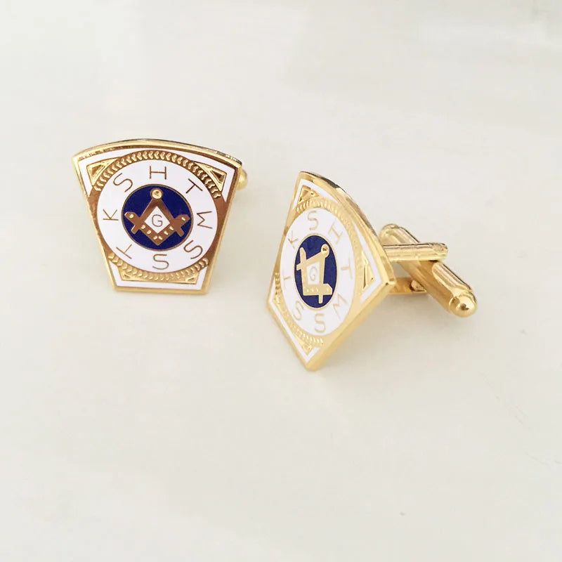 19mm Masonic Mark Cuff Link Master Mason Royal Arch Freemason Keystone Cufflinks Gold Color